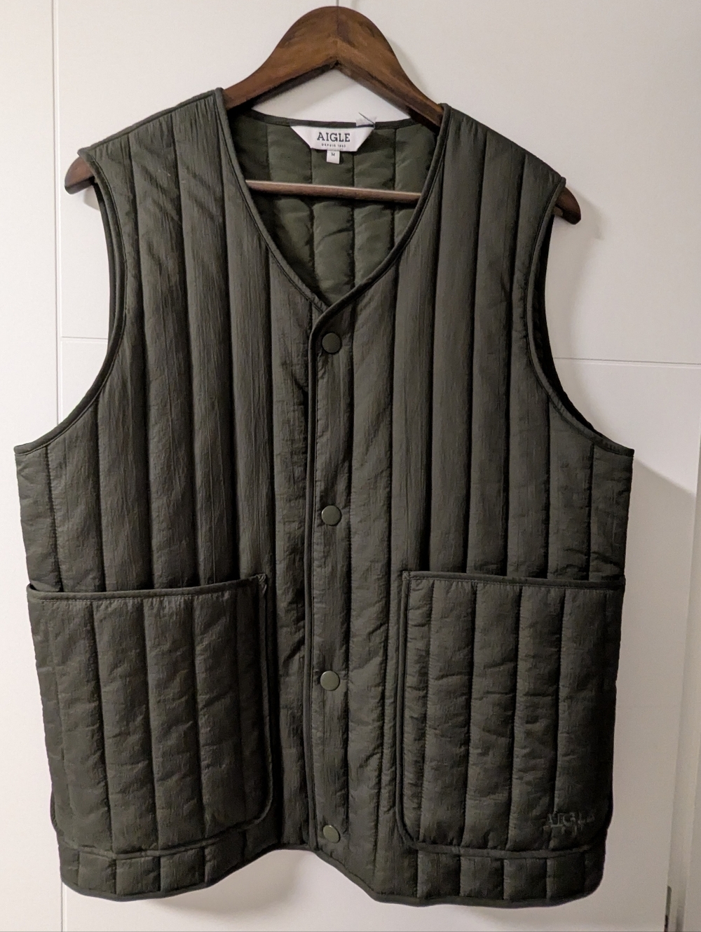 Aigle Men's Quilted Olive Vest - Dark Green